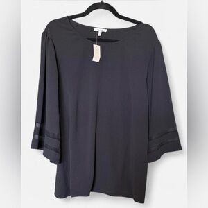 Maurices Black Blouse with Sheer Sleeve Accents